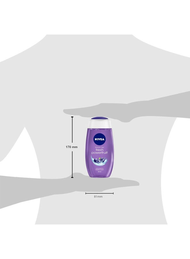 NIVEA Body Wash, Fresh Powerfruit Shower Gel, with Antioxidants & Blueberry Scent, 250 ml - Image 4